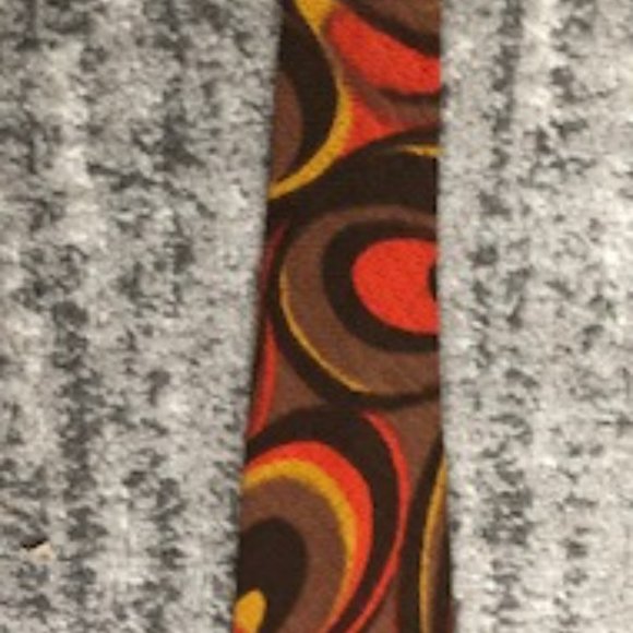 Vintage Psychedelic Tie Original Cotton Wool Blend Swirl Pattern Old - Picture 2 of 10